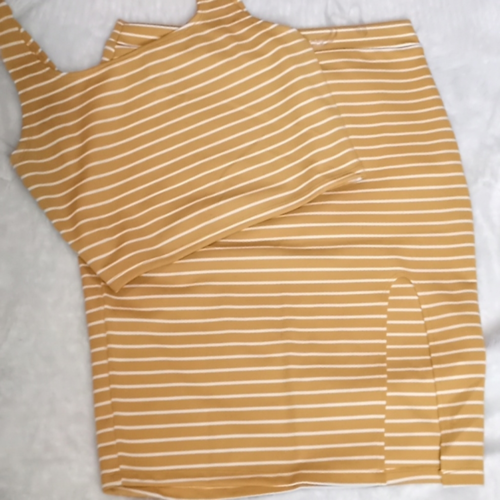 Striped large body con skirt set